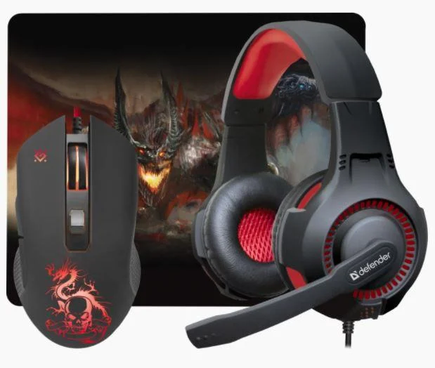 Φωτογραφία προϊόντος: Defender 3 σε 1 Gaming combo ακουστικά-ποντίκι-mousepad