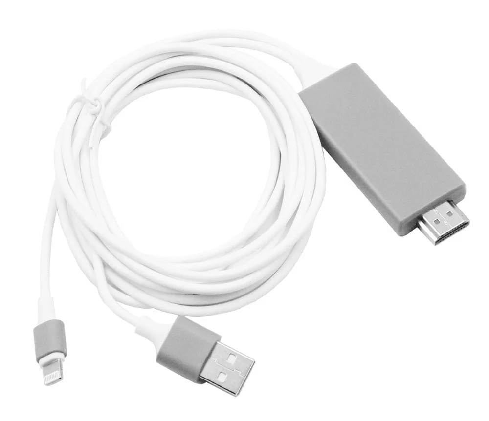 Φωτογραφία προϊόντος: Lightning HDMI 1.3 Cable HDMI male - HDMI male / Lightning male / USB-A male 2m Λευκό (KYL-1080P-L7B)