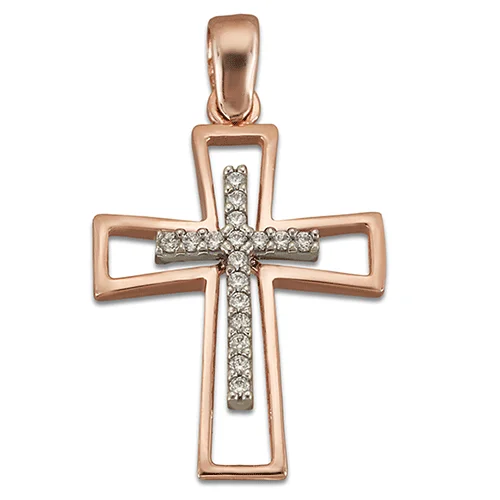 Φωτογραφία προϊόντος: fenixjewelry Ρόζ Χρυσός σταυρός 14κ ΣΤ4058Ρ