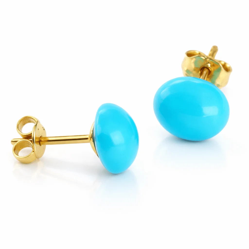 Φωτογραφία προϊόντος: fenixjewelry Xρυσα Σκουλαρίκια Τυρκουαζ Καρφωτα 18κ XΣ1
