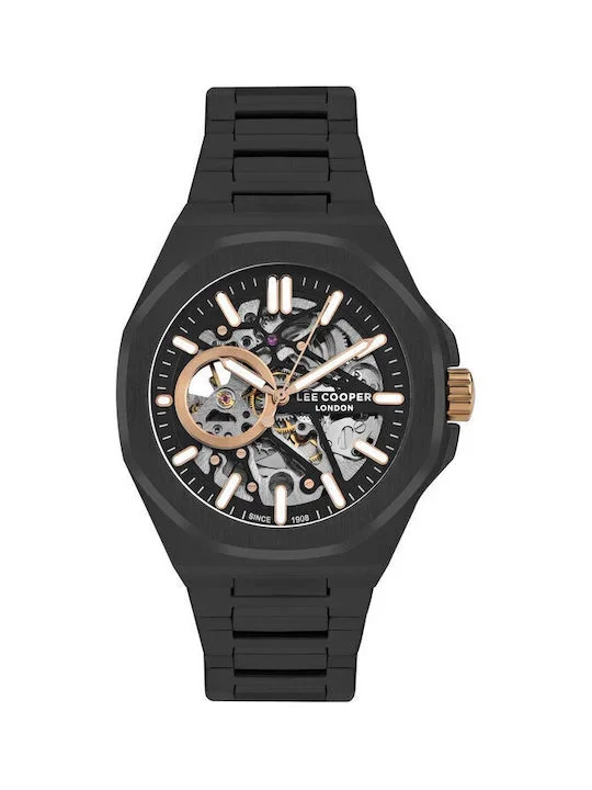 Φωτογραφία προϊόντος: Lee Cooper Bracelet Ανδρικό Ρολόι 43mm Αυτόματο με Μαύρο Μεταλλικό Μπρασελέ