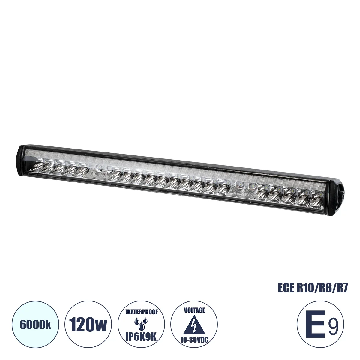 Φωτογραφία προϊόντος: GloboStar® 85333 E9 Mark Vehicle - JEEP + Forklift LED Bar - Μπάρα Εργασίας για Οχήματα - JEEP + Περονοφόρα - Κλαρκ LED 120W DC 10-30V Αδιάβροχη IP6K9K Ψυχρό Λευκό 6000K Μ50 x Π6 x