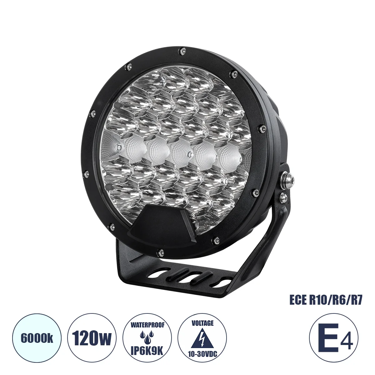 Φωτογραφία προϊόντος: GloboStar® 85338 E4 Mark Vehicle + JEEP Work Lights - Φώτα Εργασίας για Οχήματα και JEEP LED High Power 120W DC 10-30V Αδιάβροχo IP6K9K Ψυχρό Λευκό 6000K M18 x Π7 x Υ19cm