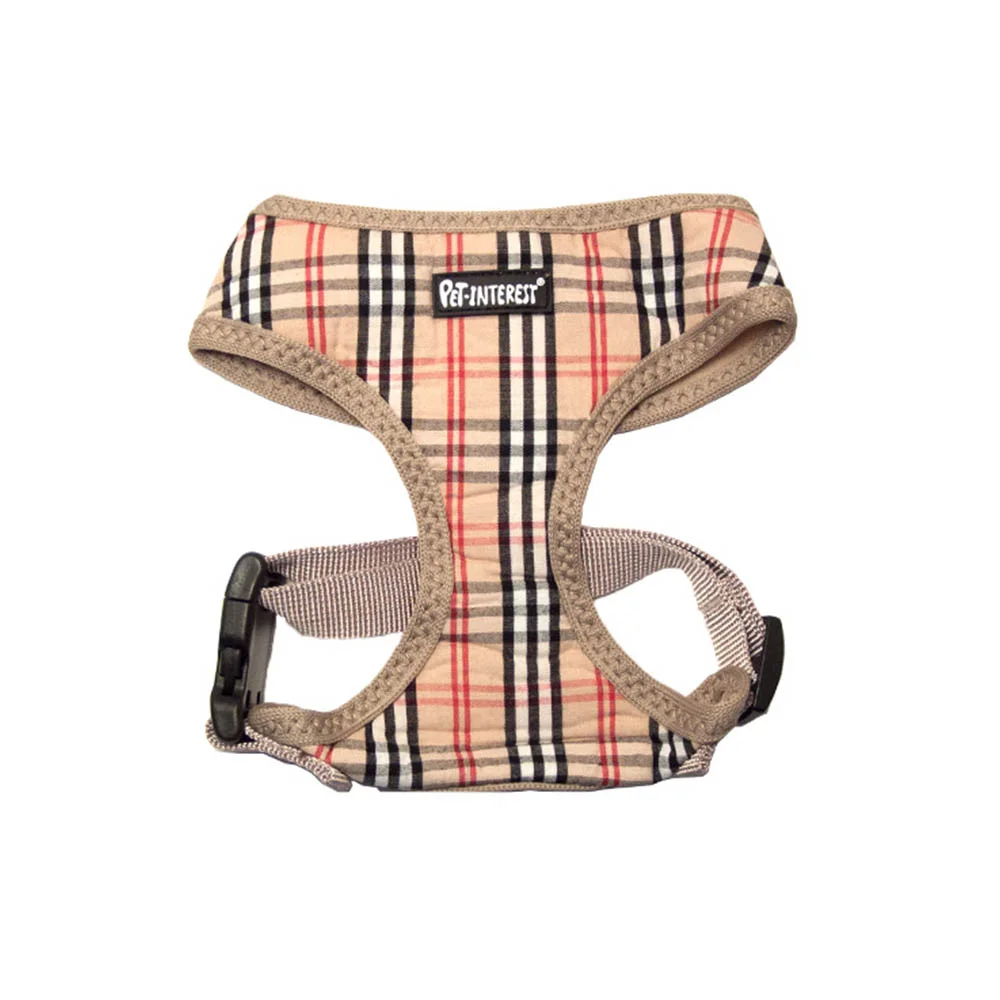 Φωτογραφία προϊόντος: Pet Interest Mesh Harness with Collar για Σκύλο + Γάτα Μπεζ Καρό Large