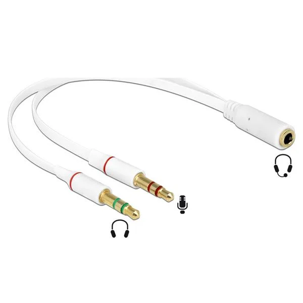 Φωτογραφία προϊόντος: Detech Αντάπτορας από 3.5mm 4-pin jack σε 2x 3.5m 3-pin jack