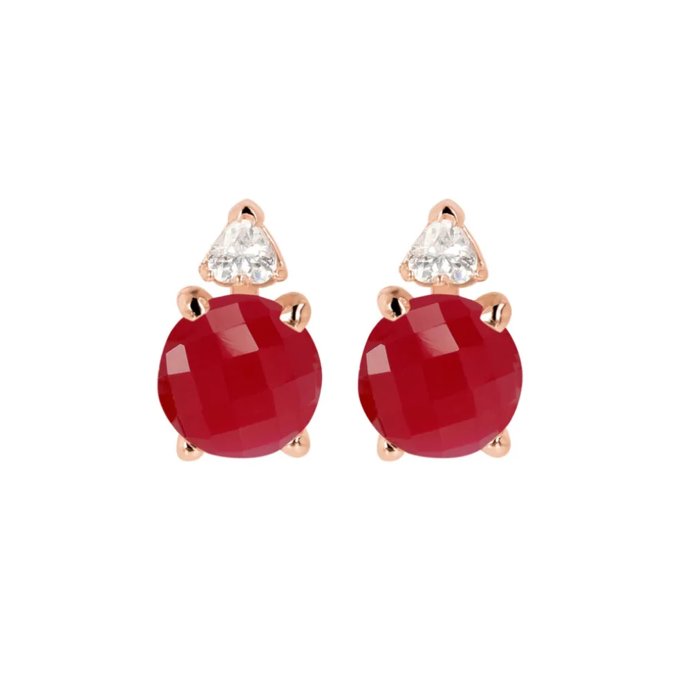 Φωτογραφία προϊόντος: BRONZALLURE MILANO Bronzallure Felicia CZ Button Earrings Valentine Day, Σκουλαρίκια Ορειχάλκινα με ροζ χρύσωμα 18Κ 04150-WSBZ02015.PA