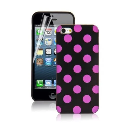 Φωτογραφία προϊόντος: Θήκη σιλικόνης Black Purple Dots για iPhone 5 /5s