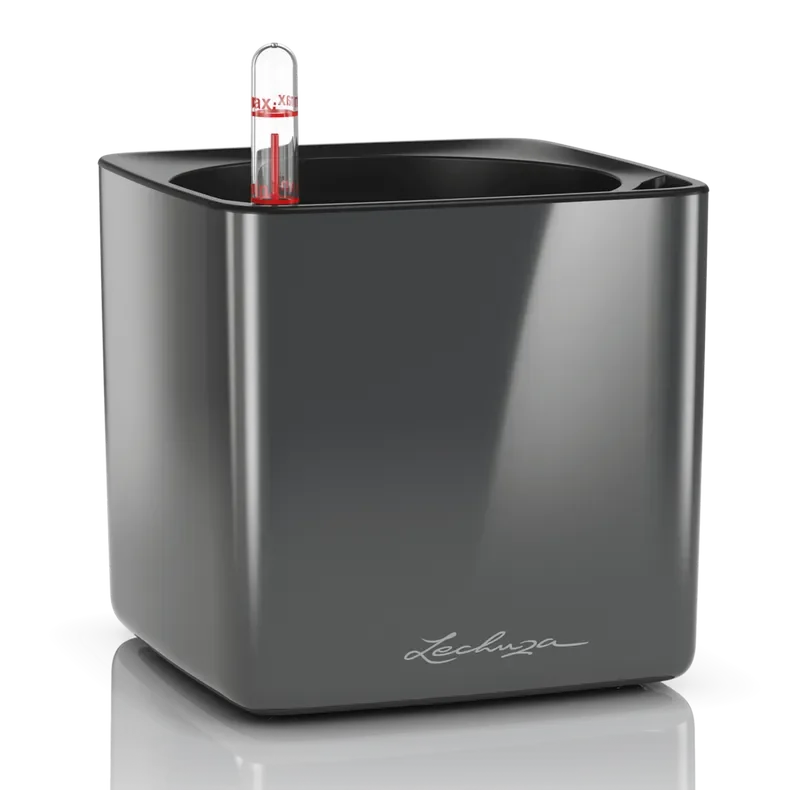 Φωτογραφία προϊόντος: LECHUZA CUBE Glossy 14 Charchoal Metallic
