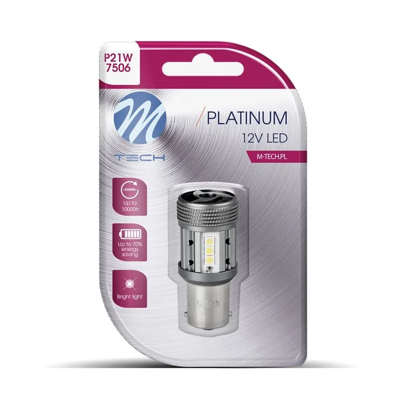 Φωτογραφία προϊόντος: P21W 12/24V BA15s 12xSMD3030 LED CAN-BUS ΛΕΥΚΟ PLATINIUM BLISTER 1ΤΕΜ M-TECH