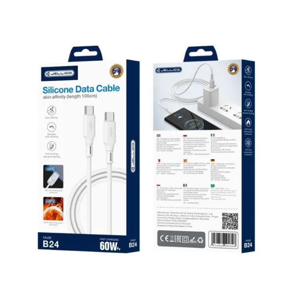 Φωτογραφία προϊόντος: Καλώδιο USB-C σε USB-C Jellico B24 PD 60W 1m White