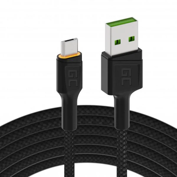 Φωτογραφία προϊόντος: Καλώδιο Green Cell GC Ray Micro-USB σε USB Yellow LED 120cm