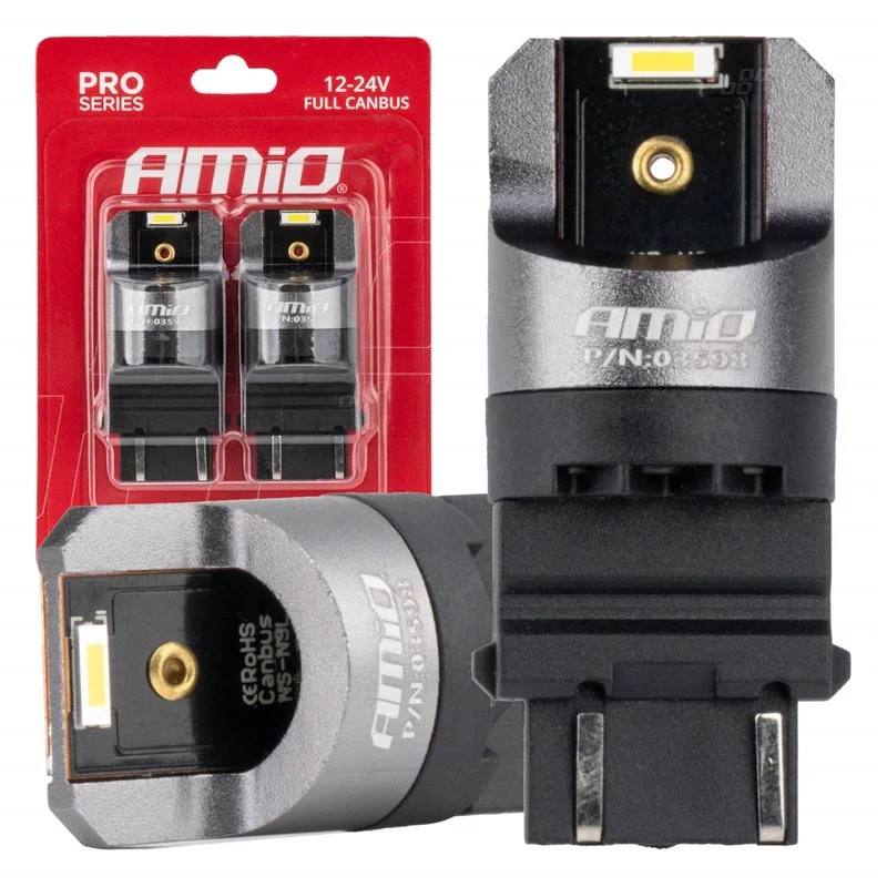 Φωτογραφία προϊόντος: ΛΑΜΠΑΚΙΑ P27/7W 3157 12/24V 6.000K 2xSMD LED FULL CAN-BUS ΛΕΥΚΟ PRO SERIES AMIO - 2 Τεμ.