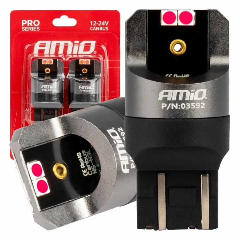 Φωτογραφία προϊόντος: ΛΑΜΠΑΚΙΑ W21/5W 7443 12/24V 6.000K 4xSMD LED CAN-BUS ΚΟΚΚΙΝΟ PRO SERIES AMIO - 2 Τεμ.