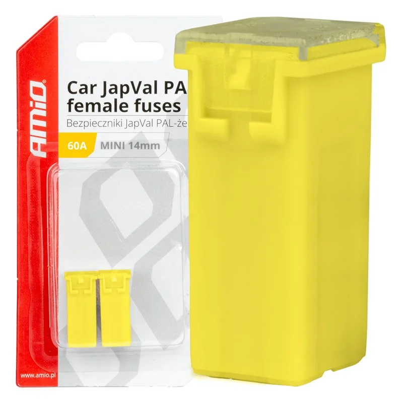Φωτογραφία προϊόντος: ΑΣΦΑΛΕΙΕΣ JapVal PAL MINI 14mm ΘΗΛΥΚΕΣ 60A σε ΚΙΤΡΙΝΟ AMIO - 2 Τεμ.