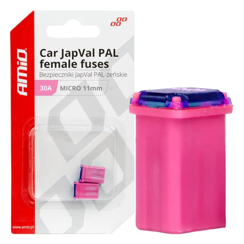 Φωτογραφία προϊόντος: ΑΣΦΑΛΕΙΕΣ JapVal PAL MICRO 11mm ΘΗΛΥΚΕΣ 30A σε ροζ χρώμα AMIO - 2 Τεμ.