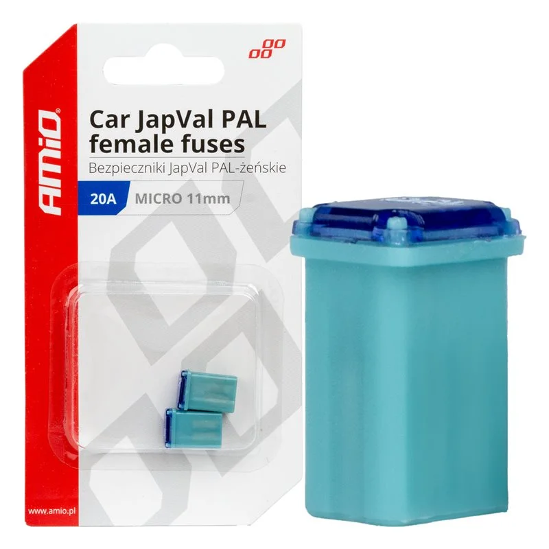 Φωτογραφία προϊόντος: ΑΣΦΑΛΕΙΕΣ JapVal PAL MICRO 11mm ΘΗΛΥΚΕΣ 20A σε γαλάζιο χρώμα AMIO - 2 τεμ.