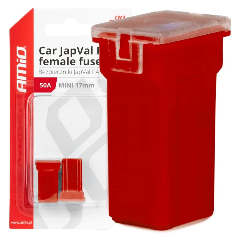 Φωτογραφία προϊόντος: ΑΣΦΑΛΕΙΕΣ JapVal PAL MINI 17mm ΘΗΛΥΚΕΣ 50A ΣΕ ΚΟΚΚΙΝΟ ΧΡΩΜΑ AMIO - 2 Τεμ.
