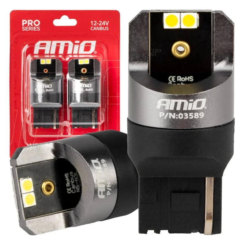Φωτογραφία προϊόντος: ΛΑΜΠΕΣ W21W 12/24V 6.000K 4SMD LED CAN-BUS ΛΕΥΚΑ PRO SERIES AMIO - 2 ΤΕΜ.