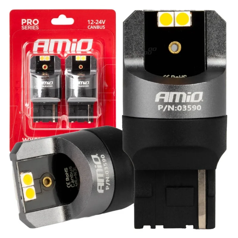 Φωτογραφία προϊόντος: ΛΑΜΠΕΣ WY21W 12/24V 6.000K 4SMD LED CAN-BUS ΚΙΤΡΙΝΟ PRO SERIES AMIO - 2 ΤΕΜ.