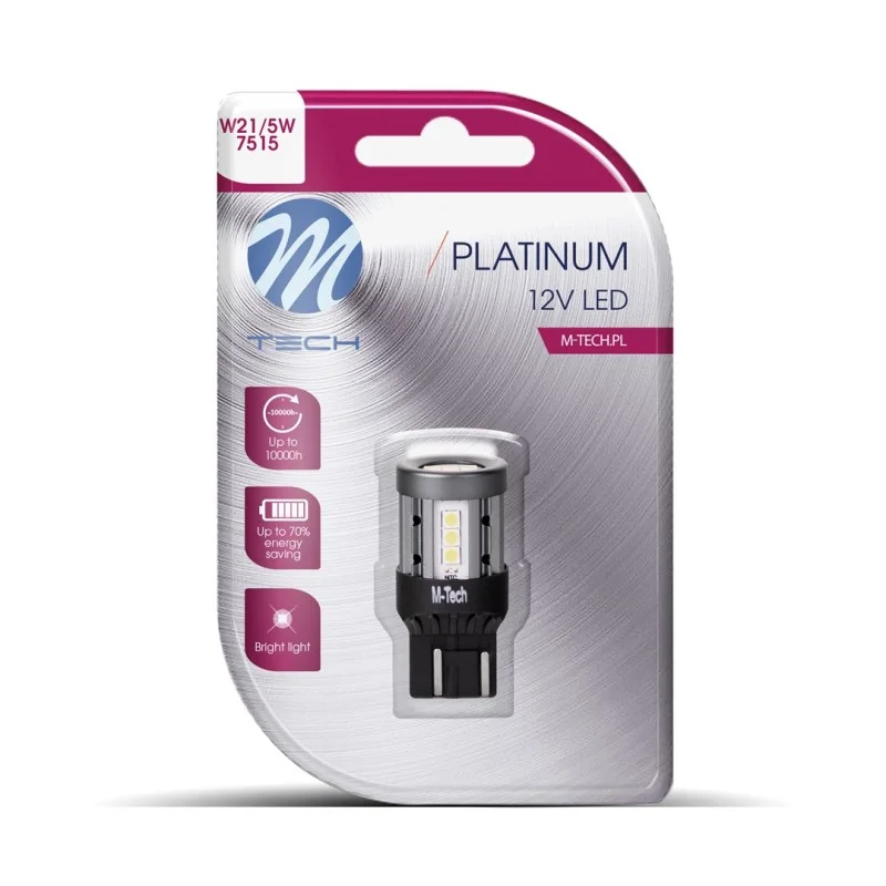 Φωτογραφία προϊόντος: M-Tech ΛΑΜΠΑΚΙ W21/5W T20 7443 W3x16q 12/24V 600lm 4W 15x3030SMD LED CAN-BUS PLATINIUM ΛΕΥΚΟ BLISTER - 1 ΤΕΜ.