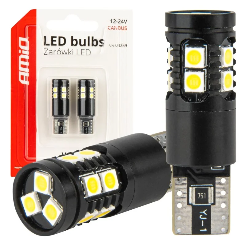 Φωτογραφία προϊόντος: ΛΑΜΠΑΚΙΑ T10 W5W 12V/24V LED CAN-BUS 13xSMD 3030 ΛΕΥΚΟ 5500K ΑΜΙΟ - 2 ΤΕΜ.