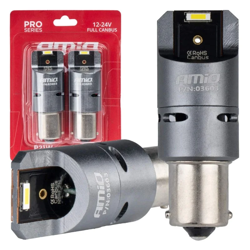 Φωτογραφία προϊόντος: ΛΑΜΠΕΣ P21W BA15S 12/24V 6.000K 2xSMD LED FULL CAN-BUS (ΜΕ ΑΝΕΜΙΣΤΗΡΑΚΙ) ΛΕΥΚΟ PRO SERIES AMIO - 2 ΤΕΜ.