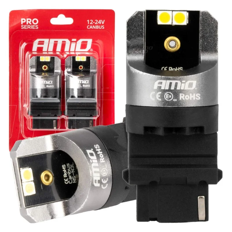 Φωτογραφία προϊόντος: ΛΑΜΠΕΣ P27W 12/24V 6.000K 4SMD LED CAN-BUS ΛΕΥΚΑ PRO SERIES AMIO - 2 ΤΕΜ.