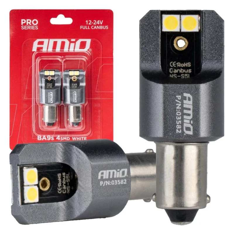 Φωτογραφία προϊόντος: ΛΑΜΠΕΣ T4W BA9s 12/24V 6.000K 4xSMD LED FULL CAN-BUS ΛΕΥΚΟ 3030 PRO SERIES AMIO - 2 ΤΕΜ.