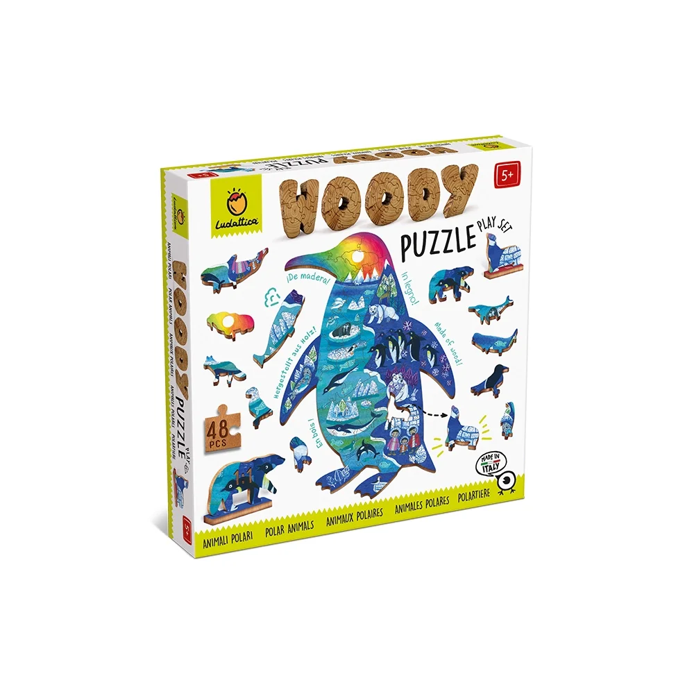 Φωτογραφία προϊόντος: Ludattica Woody Puzzle - Polar Animals Ξύλινο Παζλ με 3d Φιγούρες Ζώα των Πάγων