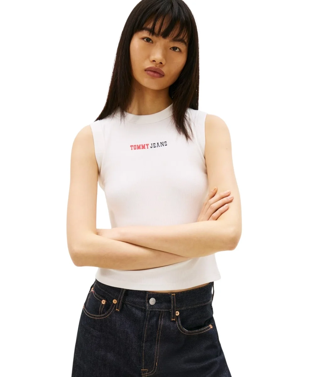 Φωτογραφία προϊόντος: Tommy Hilfiger - Γυναικείο T-shirt Αμάνικο Essential Logo Rib Tank Slim Fit DW0DW22577-YBL Εκρού