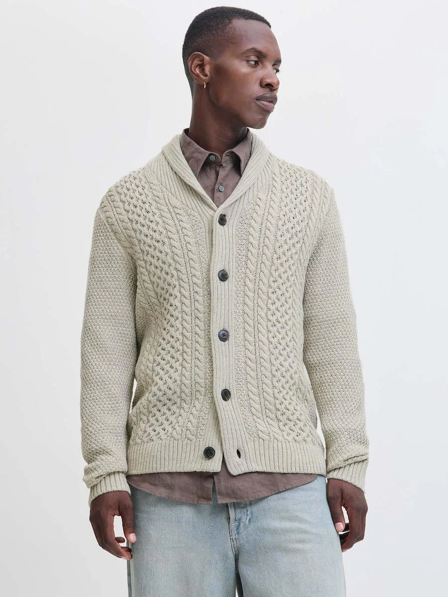 Φωτογραφία προϊόντος: JACK AND JONES PAUL KNIT CABLE SHAWL CARDIGAN 12279337 WHITE MELANGE