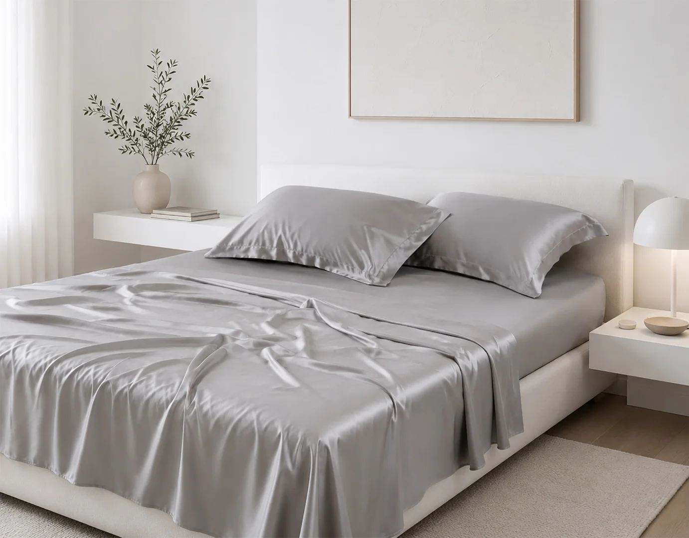 Φωτογραφία προϊόντος: SilkFashion Σετ σεντόνια bamboo 300TC (270cm x 290cm) ανοιχτό γκρί
