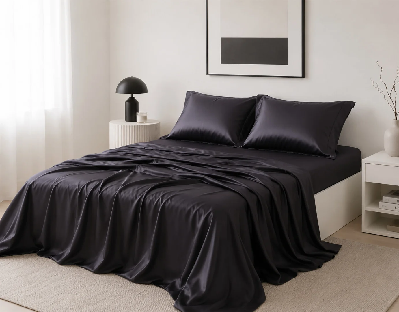 Φωτογραφία προϊόντος: SilkFashion Σετ σεντόνια bamboo 300TC (270cm x 290cm) σκούρο γκρί