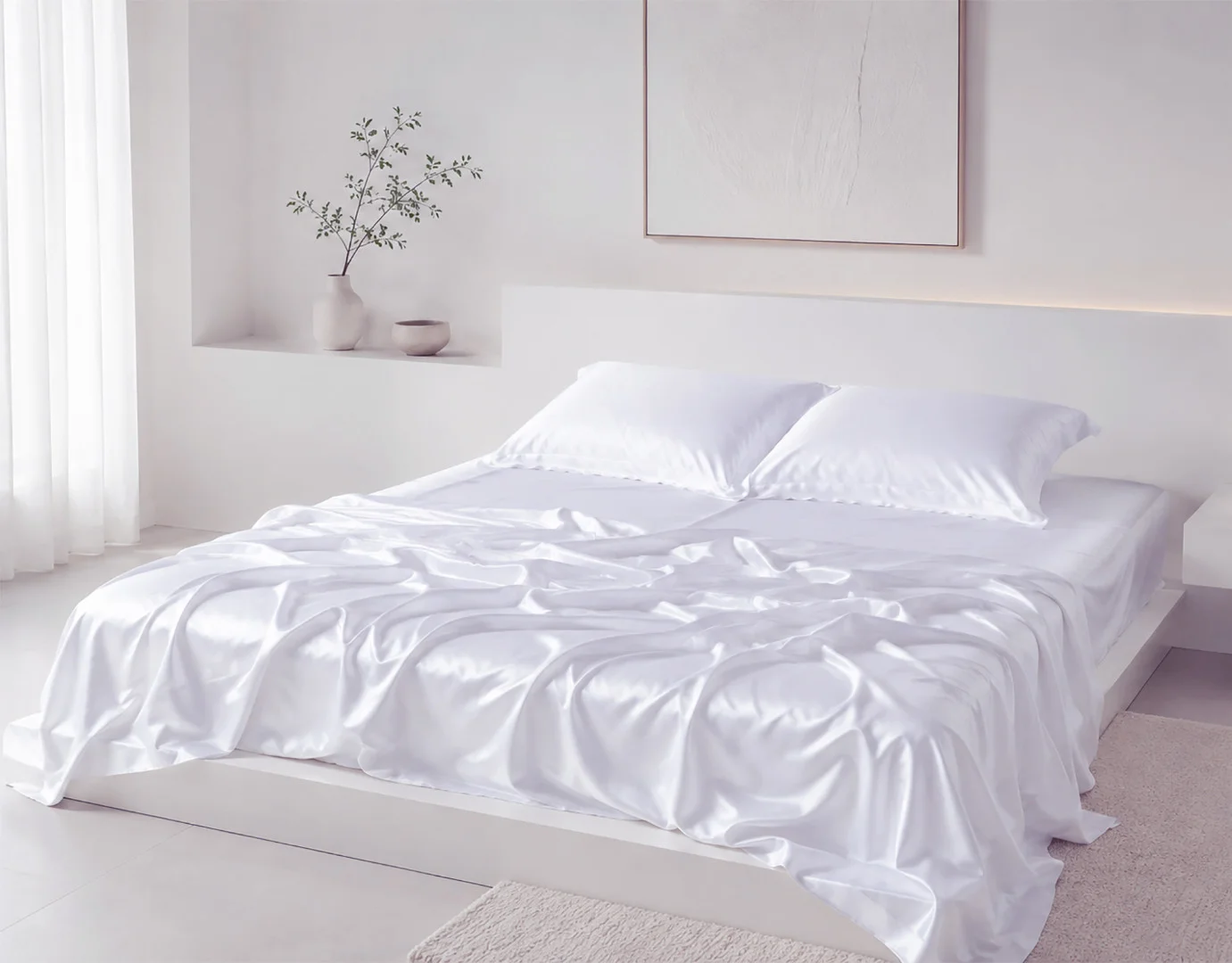 Φωτογραφία προϊόντος: SilkFashion Σετ σεντόνια bamboo 300TC (270cm x 290cm) λευκό