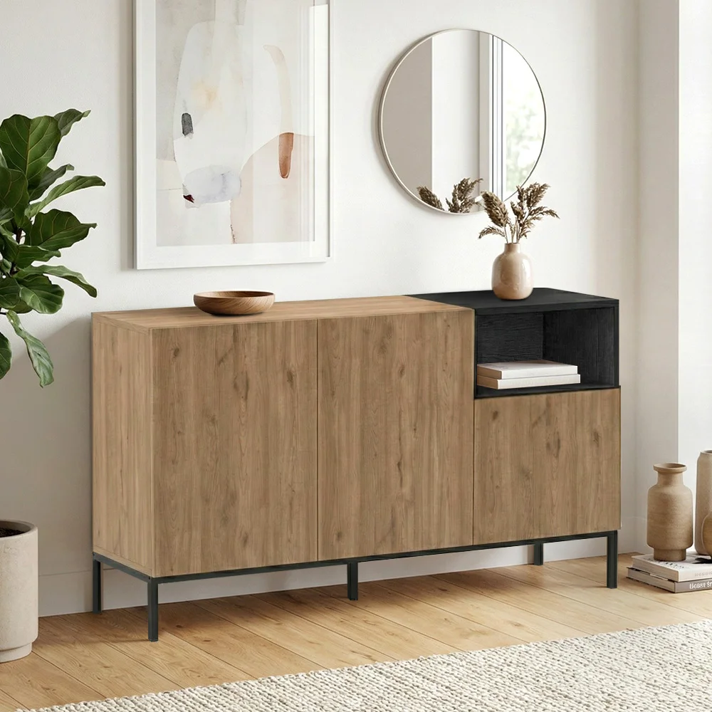 Φωτογραφία προϊόντος: Μπουφές Cailin Megapap χρώμα sepet oak - black wood 140x41,8x80εκ.
