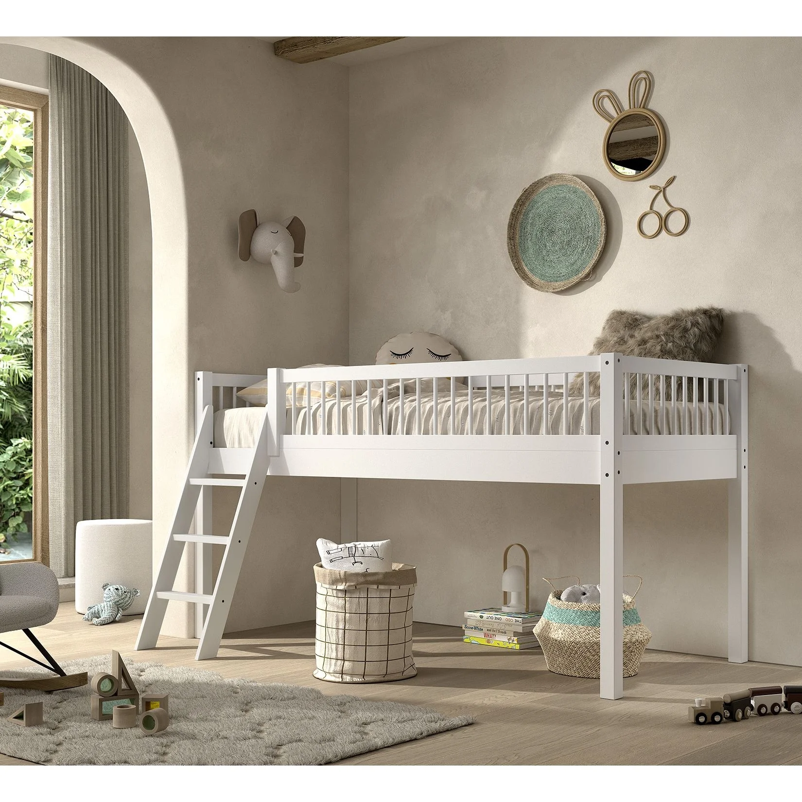 Φωτογραφία προϊόντος: Vipack Forrest Μονό Mid-sleeper Κρεβάτι από Μασίφ Ξύλο Οξιάς - Ξύλο - 207Μx135Πx114Υ