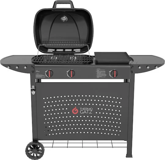 Φωτογραφία προϊόντος: Thermogatz GS GRILL 2 + Plancha Ψησταριά Υγραερίου Μαντεμένιας Σχάρας και Πλάκας με 2 Εστίες 5kW και Πλαϊνό Μάτι