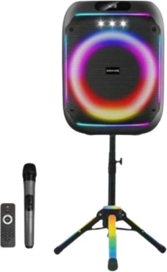 Φωτογραφία προϊόντος: Ασύρματο ηχείο Karaoke Partybox Bluetooth 60W 8″ με βάση, ασύρματο μικρόφωνο, τηλεχειριστήριο και πολύχρωμο φωτισμό WGY-868
