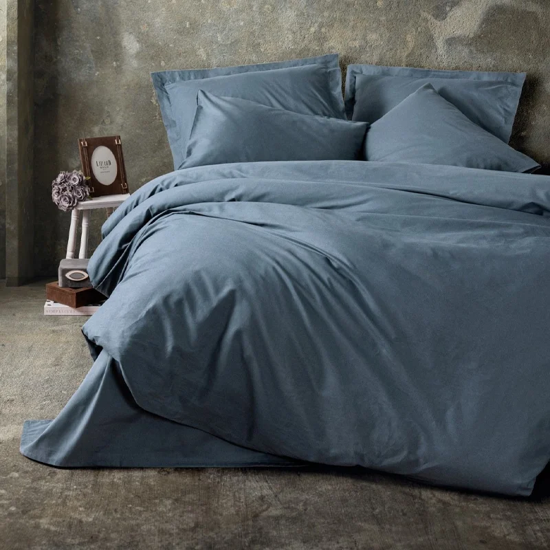 Φωτογραφία προϊόντος: Megapap Σετ παπλωματοθήκη Plain Cotton Box 4 τμχ Διπλή (200x220) χρώμα ανθρακί