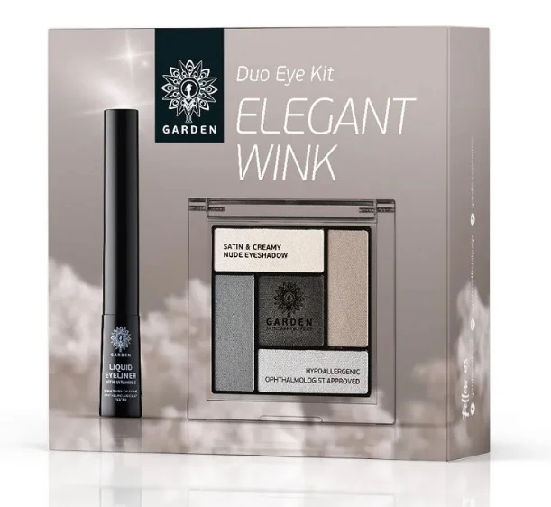 Φωτογραφία προϊόντος: GARDEN OF PANTHENOLS Garden Promo Elegant Wink Duo Eye Kit 2, Liquid Eyeliner Black 2ml & Eyeshadow Palette Satin And Cre