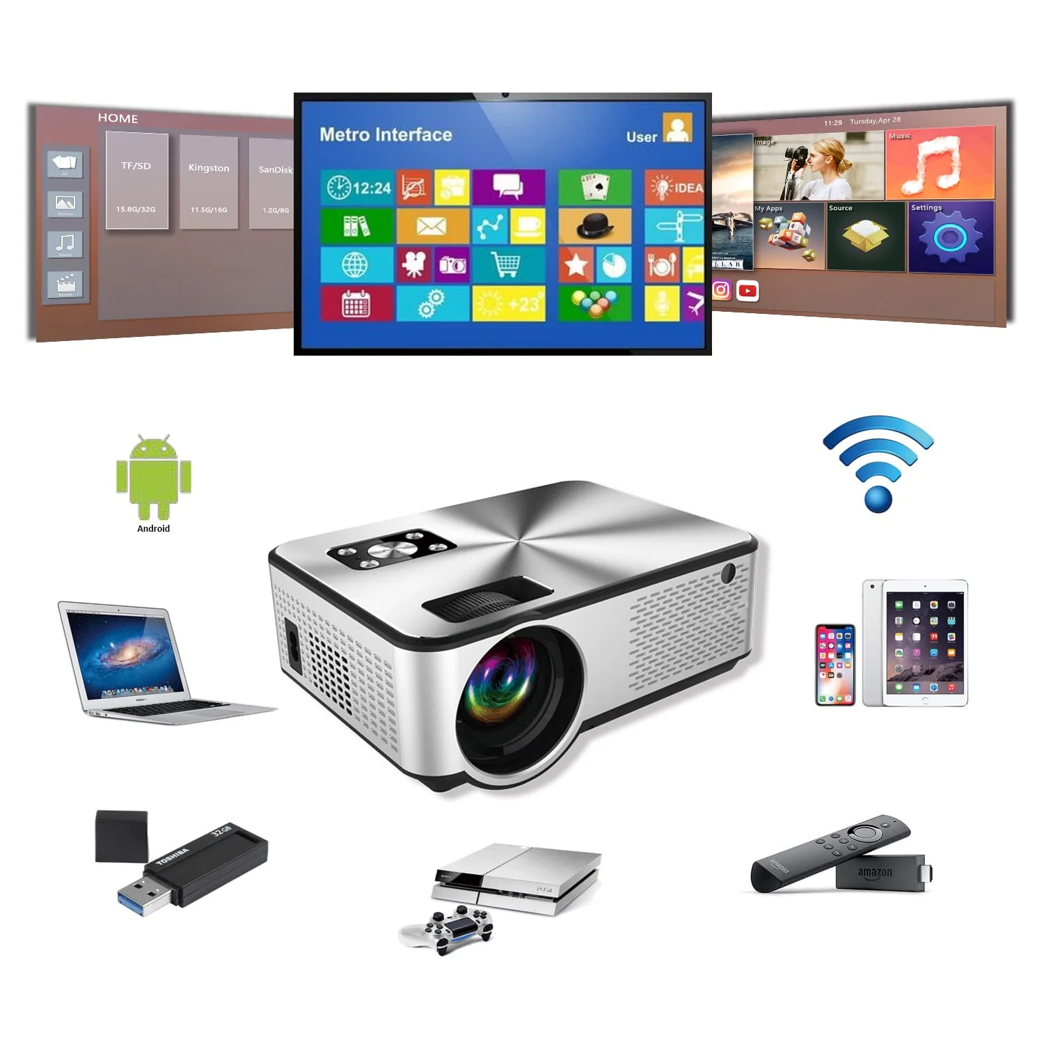 Φωτογραφία προϊόντος: T6 Projector Λάμπας LED Ασημί