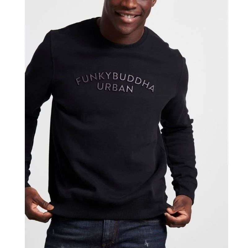 Φωτογραφία προϊόντος: FUNKY BUDDHA Φούτερ με στρογγυλό λαιμό και 3D τύπωμα FBM004-007-06 black