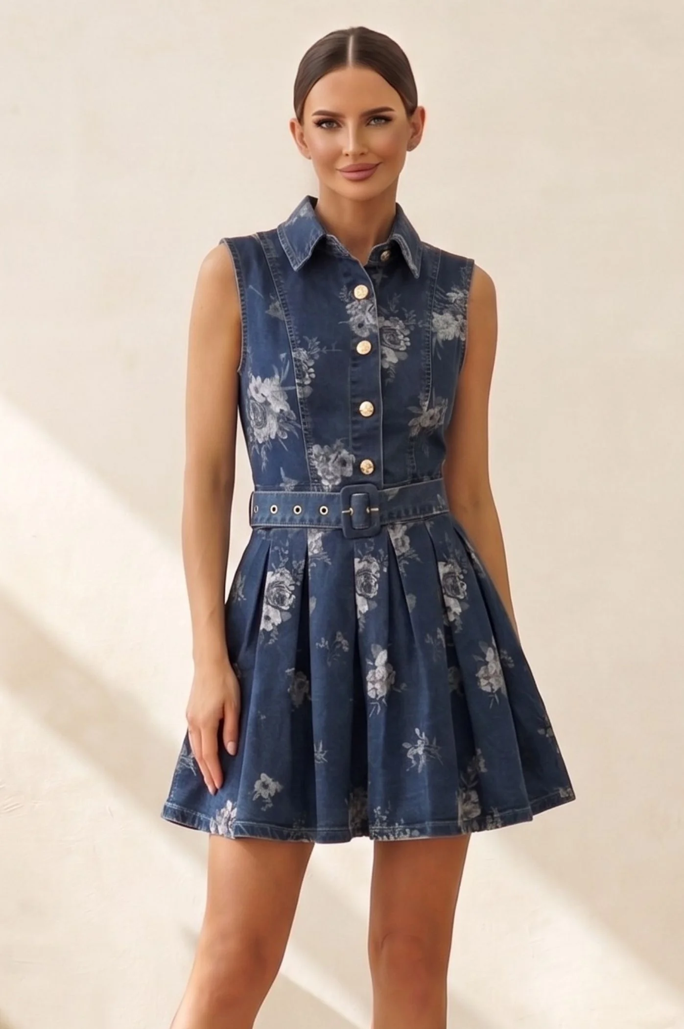 Φωτογραφία προϊόντος: Antithesis Clothing ΦΟΡΕΜΑ ΜΙΝΙ JEAN FLORAL ΜΕ ΖΩΝΗ ΣΤΗ ΜΕΣΗ - ΜΠΛΕ