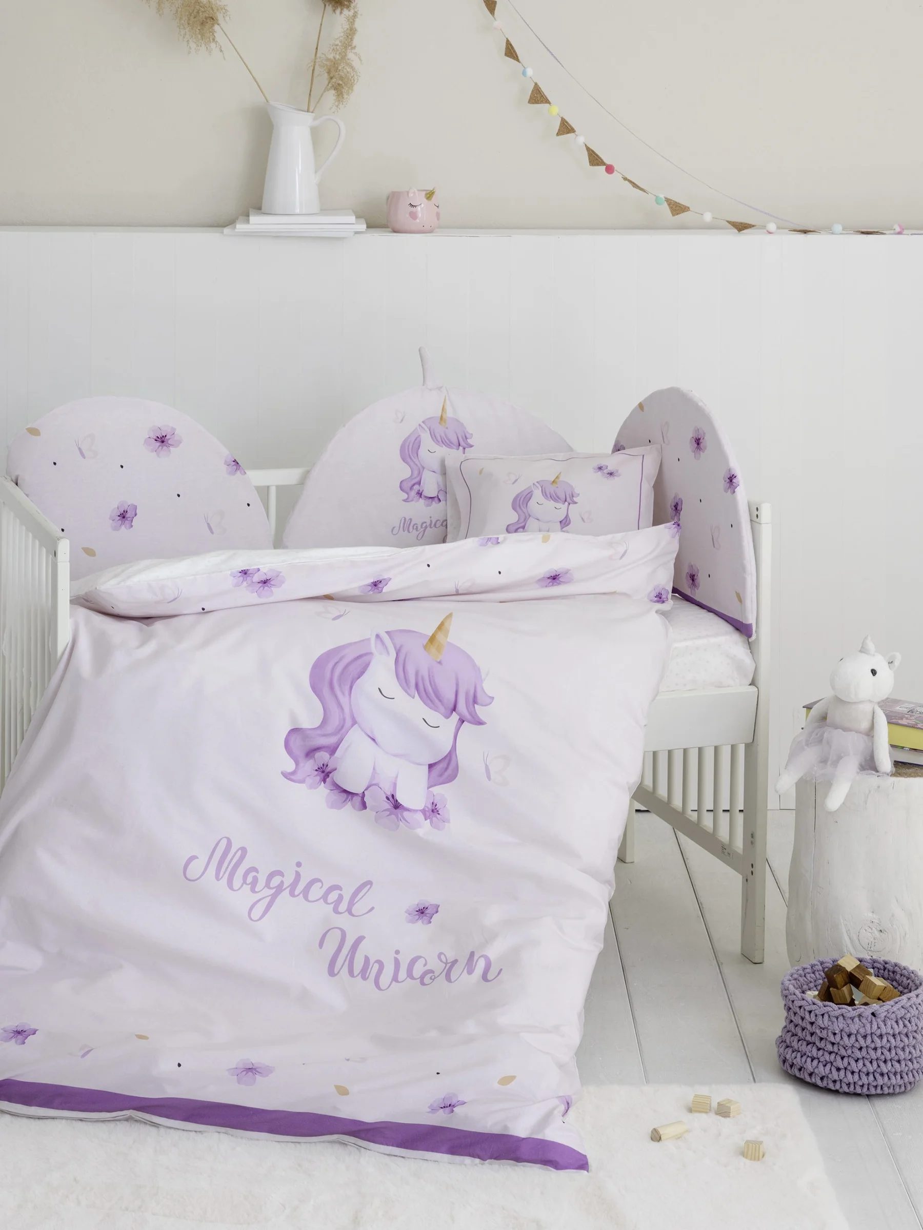 Φωτογραφία προϊόντος: Κουβερλί Κούνιας 100x140 Nima Magical Unicorn Λιλά 100% βαμβακερό