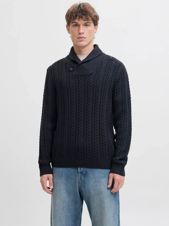 Φωτογραφία προϊόντος: JACK AND JONES PREMIUM BLUSEAN KNIT CABLE SHAWL NECK 12283488 DARK NAVY