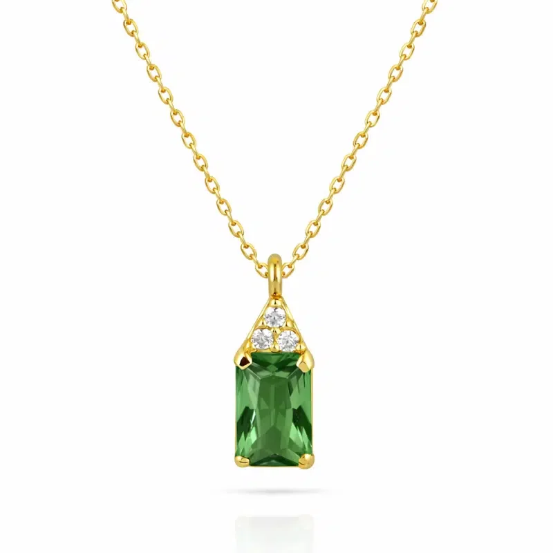 Φωτογραφία προϊόντος: fenixjewelry Κολιε Γυναικειο κ14 Χρυσο Πρασινο Ζιργκον 6353κπ