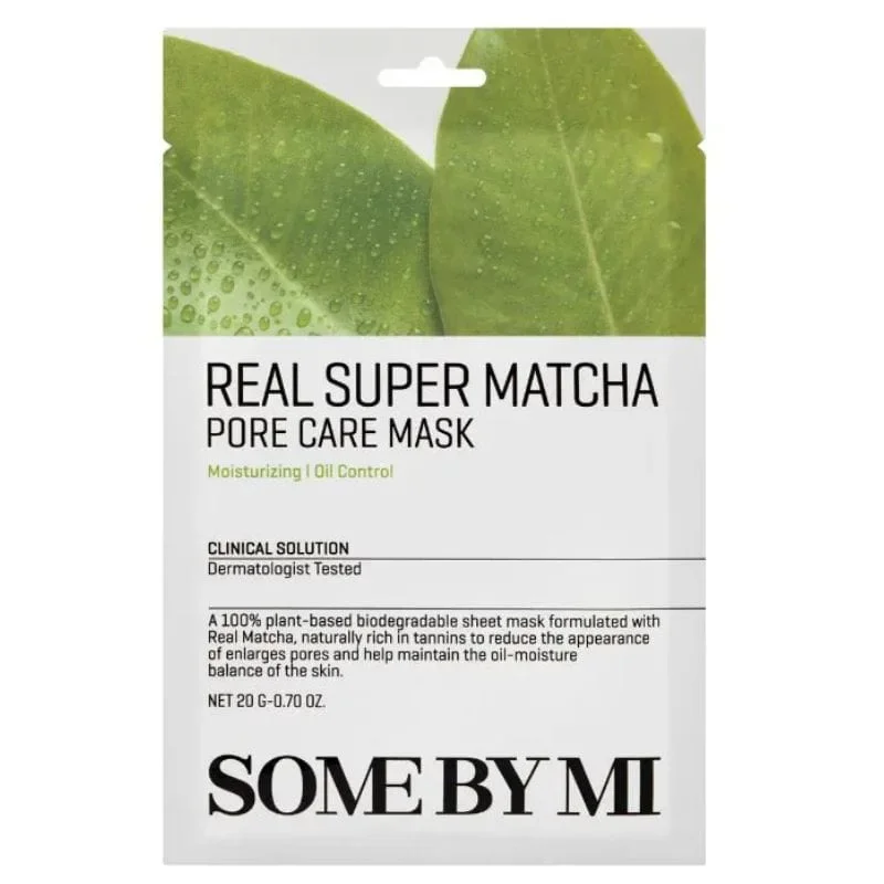 Φωτογραφία προϊόντος: Some By Mi Real Super Matcha Pore Care Sheet Mask Υφασμάτινη Μάσκα Προσώπου Για Καταπραύνση & Μείωση Της Λιπαρότητας 20gr