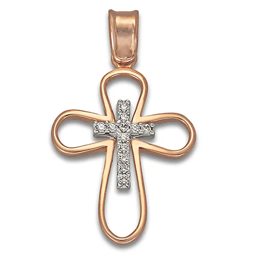 Φωτογραφία προϊόντος: fenixjewelry Ρόζ Χρυσός σταυρός 14κ ΣΤ4045Ρ