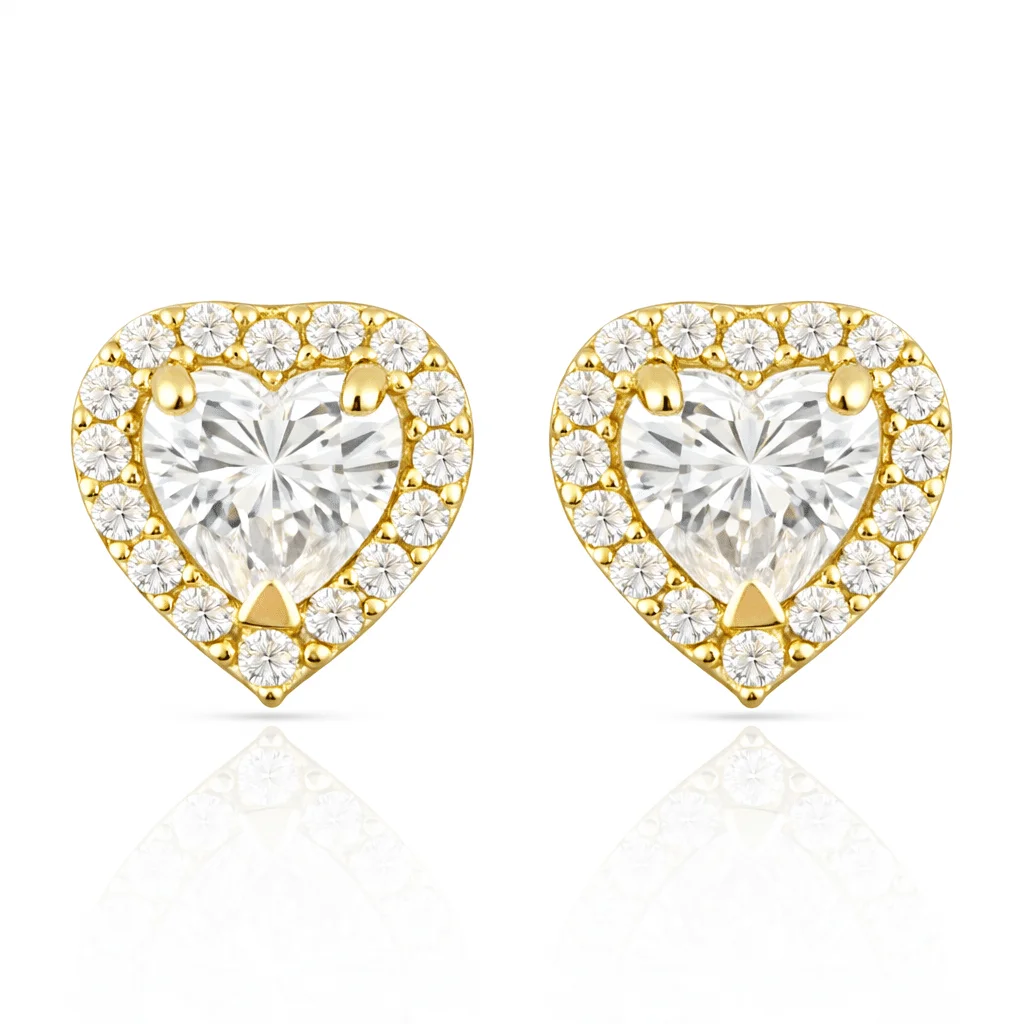 Φωτογραφία προϊόντος: fenixjewelry Χρυσα Σκουλαρίκια Καρδια καρφωτα ζιργκον 14κ XΣ9335KL