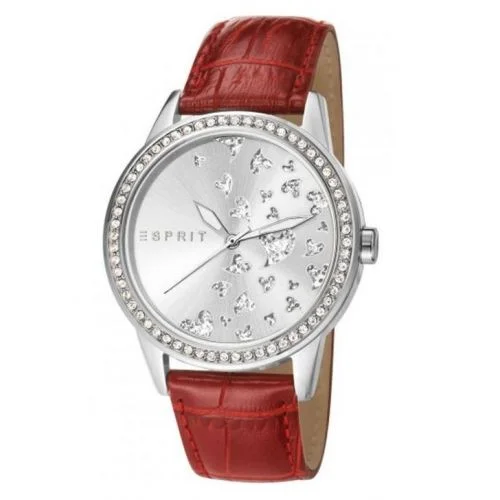 Φωτογραφία προϊόντος: ESPRIT Γυναικείο Ρολόι Με Δερμάτινο Κόκκινο Λουράκι Και Ασημί Καντράν ES107312001
